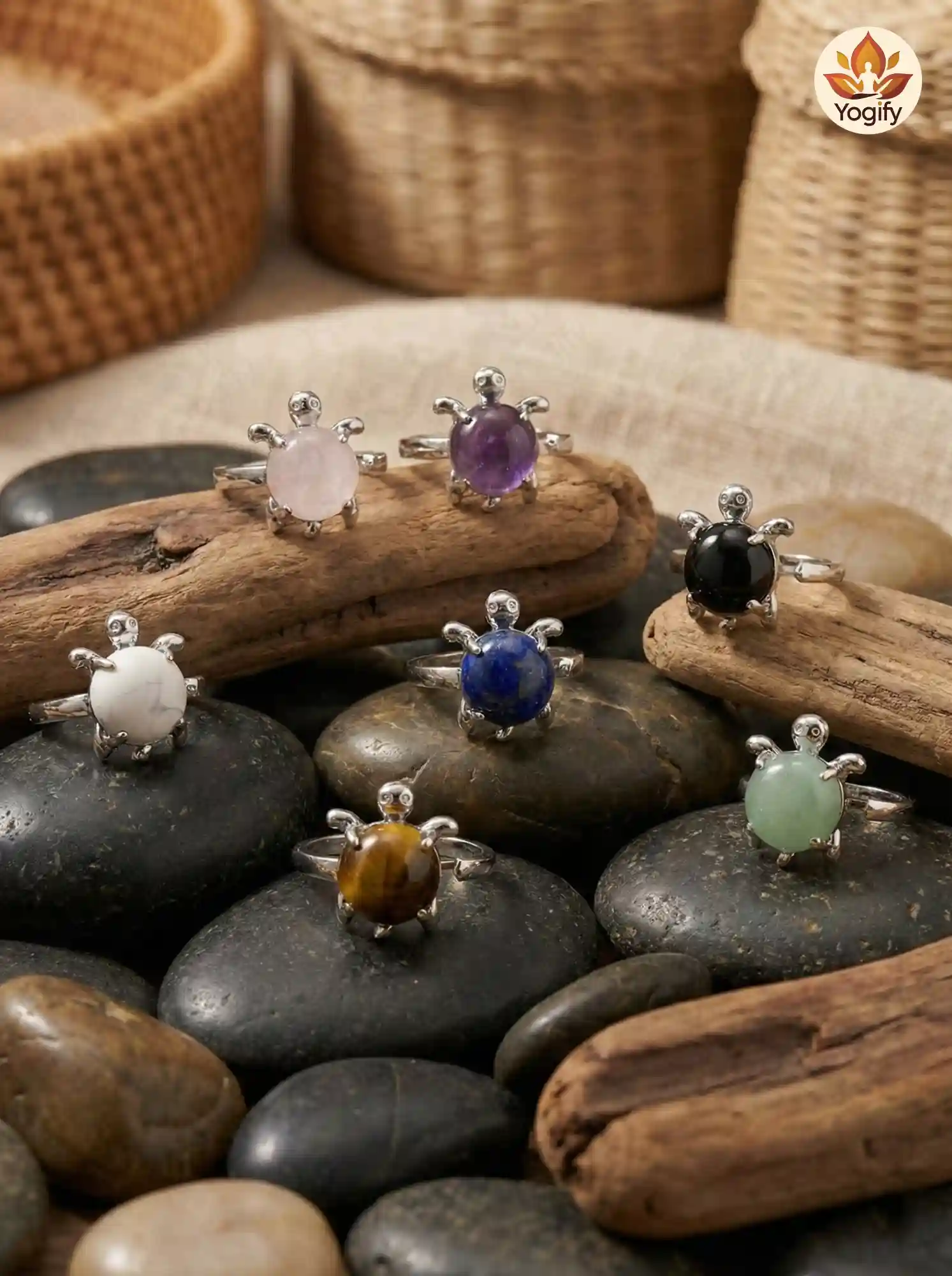 Turtle Ring with Crystal Stone