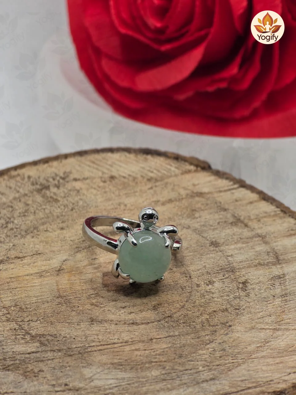 Amazonite Stone Crystal -Mini Turtle Adjustable Ring