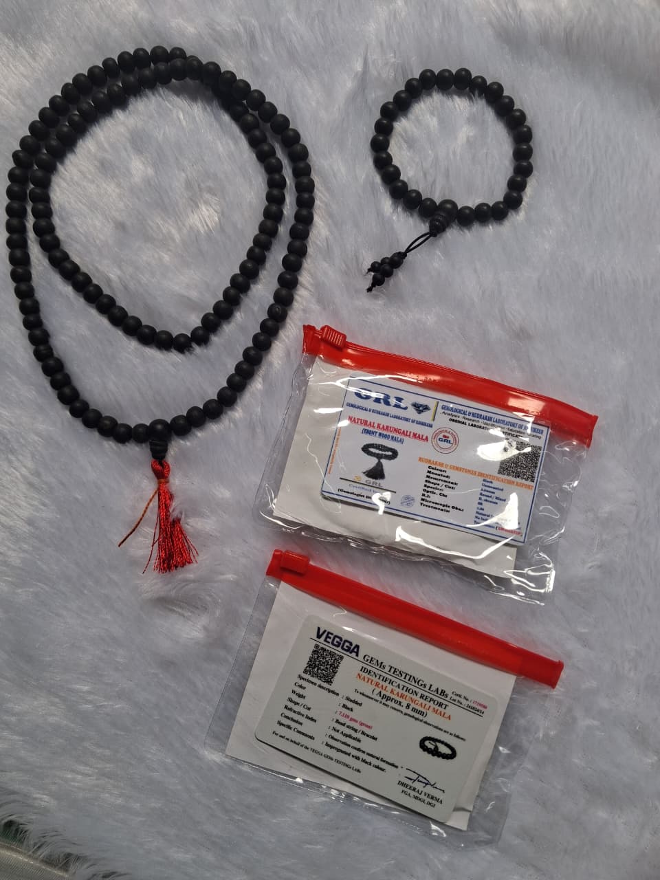 8 mm Certified Karungali Mala + Bracelet Combo