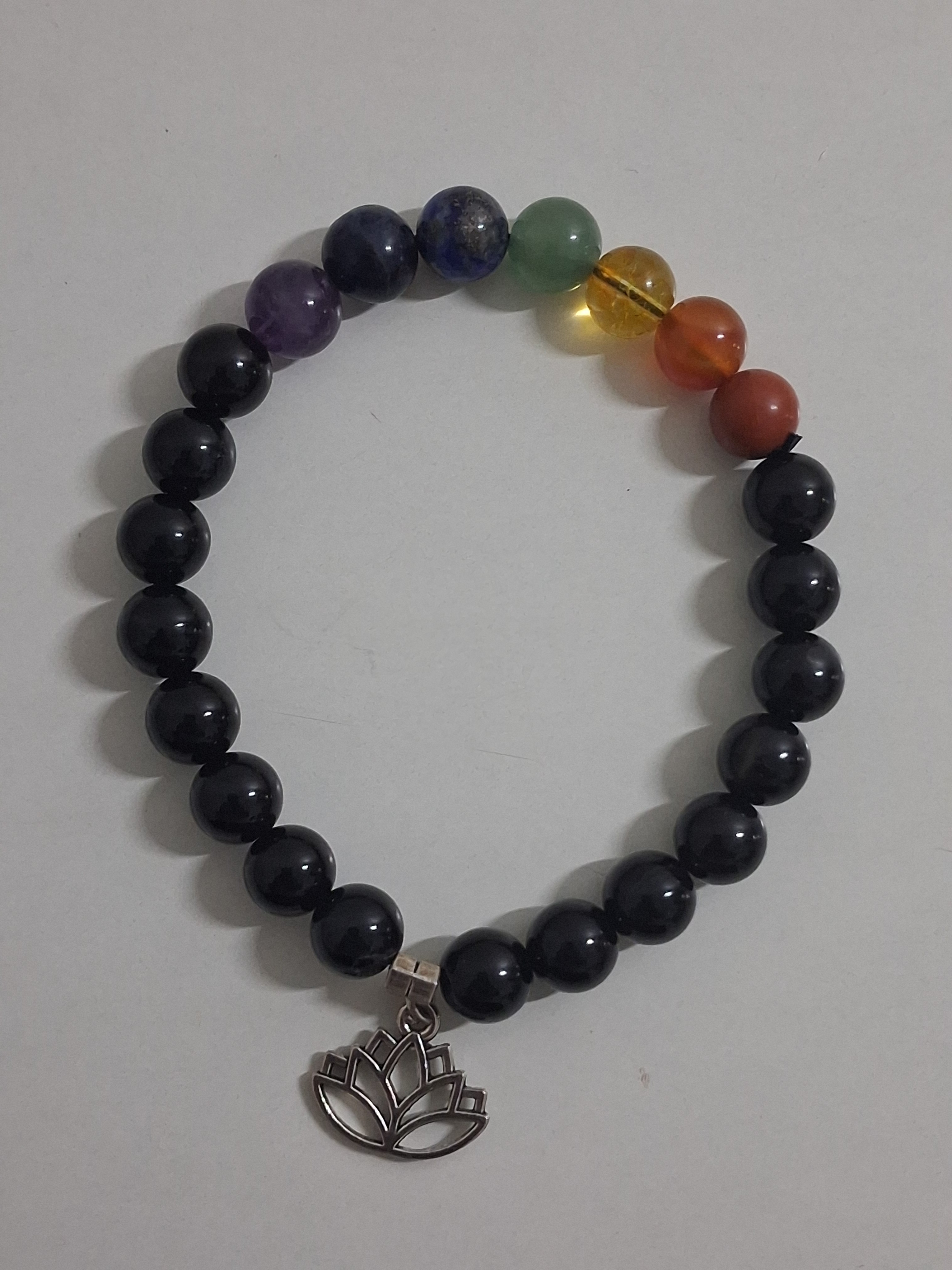 Seven Chakra Beads Bracelet with Lotus Charm
