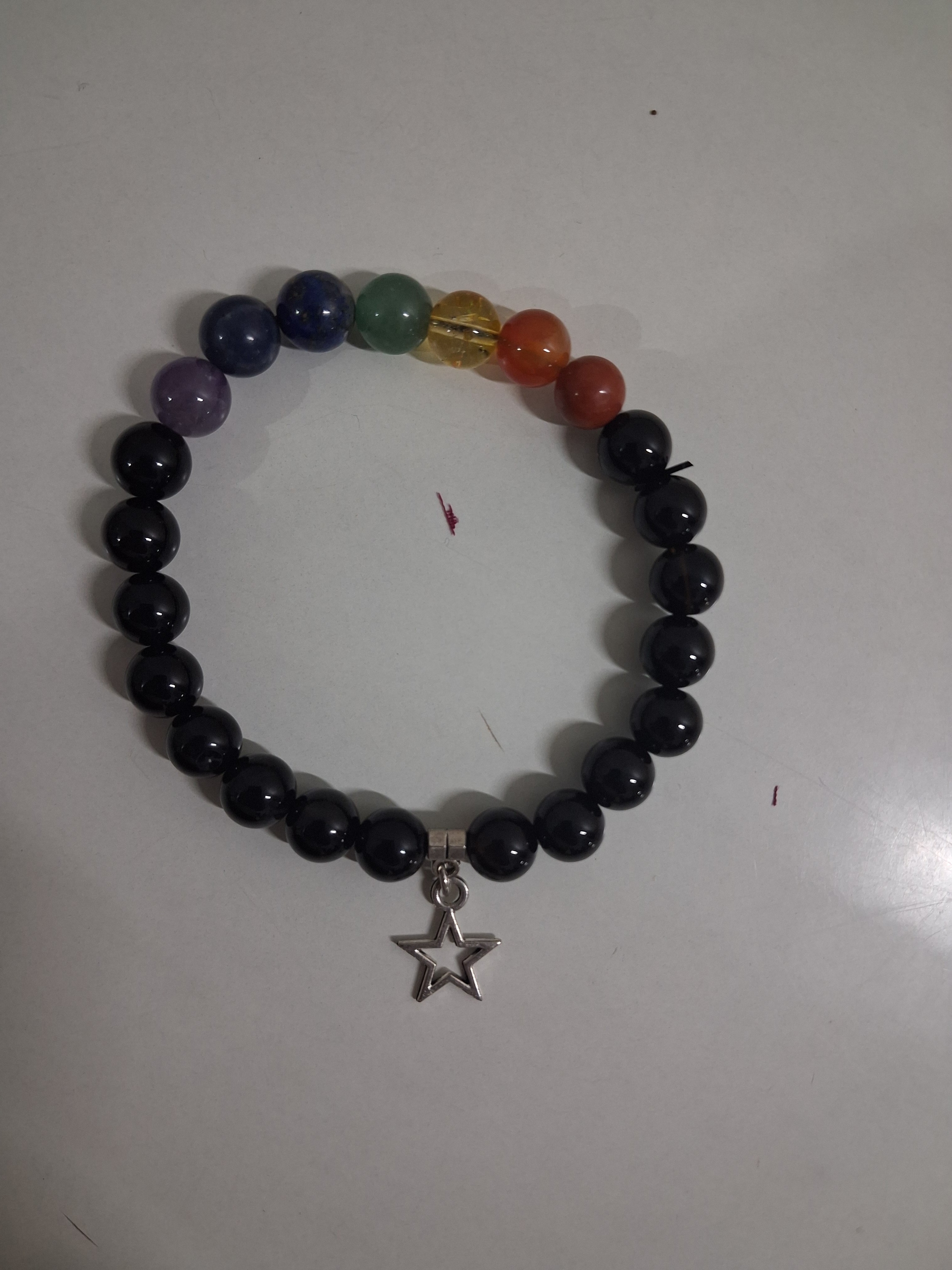 Seven Chakra Beads Bracelet with Star Charm