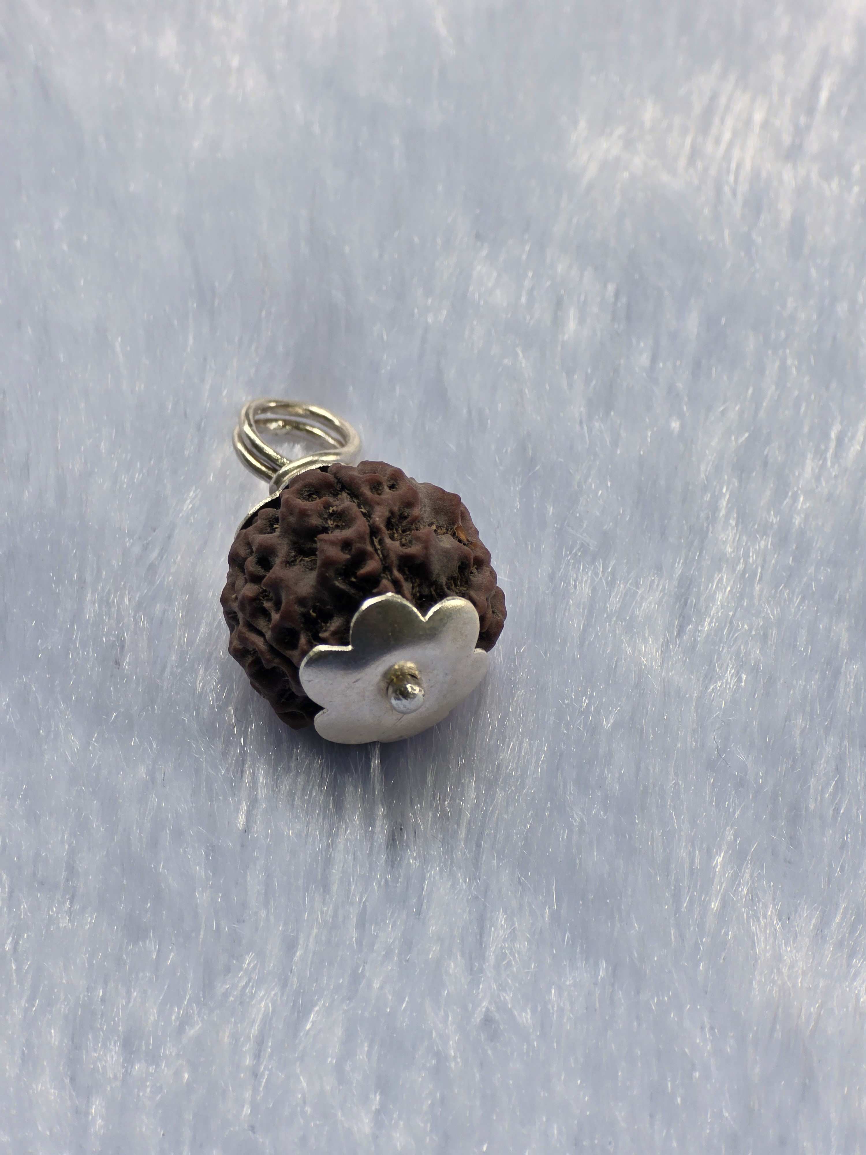 Silver Mounted Nepalis Rudraksh Pendant With Cap.